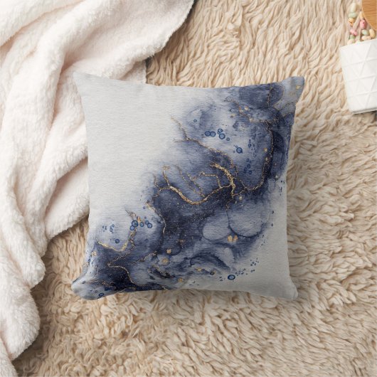 抽象芸術ネイビーブルーアガートウォーター旋回装飾用クッション クッション (ブランケット)