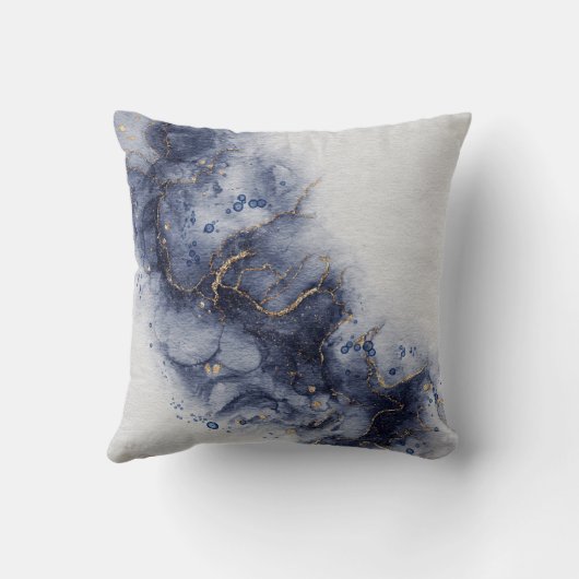 抽象芸術ネイビーブルーアガートウォーター旋回装飾用クッション クッション (裏面)
