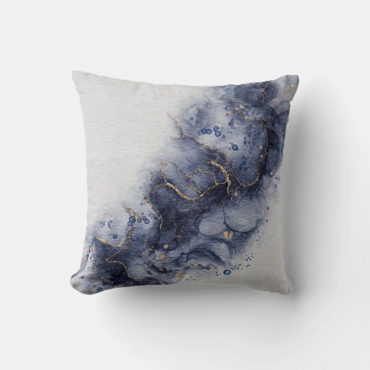 抽象芸術ネイビーブルーアガートウォーター旋回装飾用クッション クッション (正面)