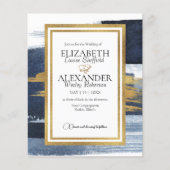 抽象芸術ネイビーブルーウォーター金ゴールドフレーム結婚ズ (正面)