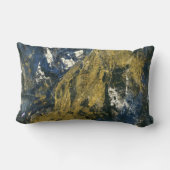 抽象芸術ネイビーブルーブラック金ゴールドアート ランバークッション (裏面)
