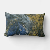 抽象芸術ネイビーブルーブラック金ゴールドアート ランバークッション (正面)