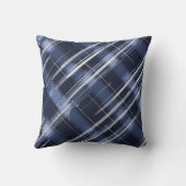 抽象芸術ネイビーブループレイド市松模様にパターン クッション (裏面)