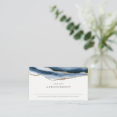 抽象芸術ネイビーブルー金ゴールドゲートアポイントメントアラーム 名刺 (スタンド正面)