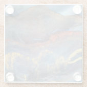 抽象芸術ネイビーブルー金ゴールド水色エレガントモダン ガラスコースター (裏面)