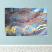 抽象芸術ネイビーブルー金ゴールド水色エレガントモダン キャンバスプリント (インサイチュ (ウッドフロア))