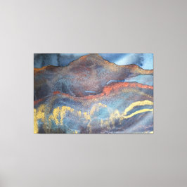 抽象芸術ネイビーブルー金ゴールド水色エレガントモダン キャンバスプリント