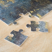抽象芸術ネイビーブルー金ゴールド水色エレガントモダン ジグソーパズル (側面)
