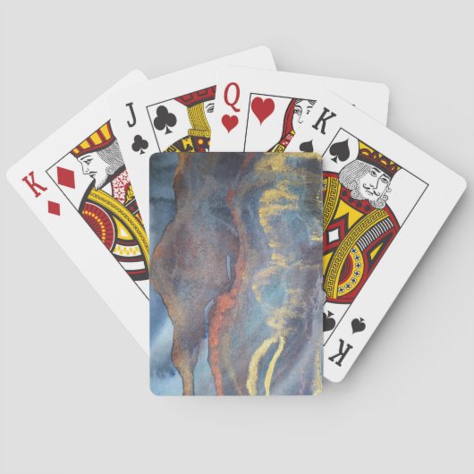 抽象芸術ネイビーブルー金ゴールド水色エレガントモダン トランプ (裏面)