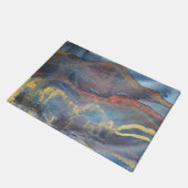 抽象芸術ネイビーブルー金ゴールド水色エレガントモダン ドアマット (アングル)