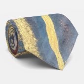 抽象芸術ネイビーブルー金ゴールド水色エレガントモダン ネクタイ (ロール)