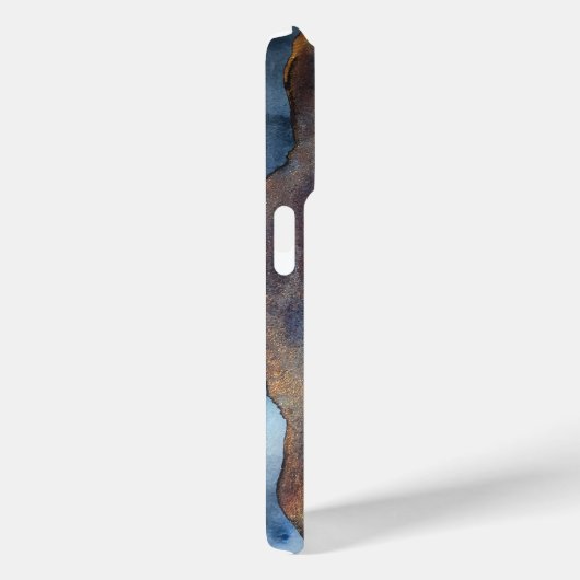 抽象芸術ネイビーブルー金ゴールド水色エレガントモダン Case-Mate iPhoneケース (裏面 / 右)