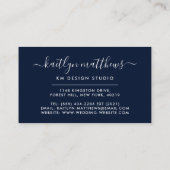 抽象芸術ネイビーブルー&ホワイトサークルモノグラム 名刺 (裏面)