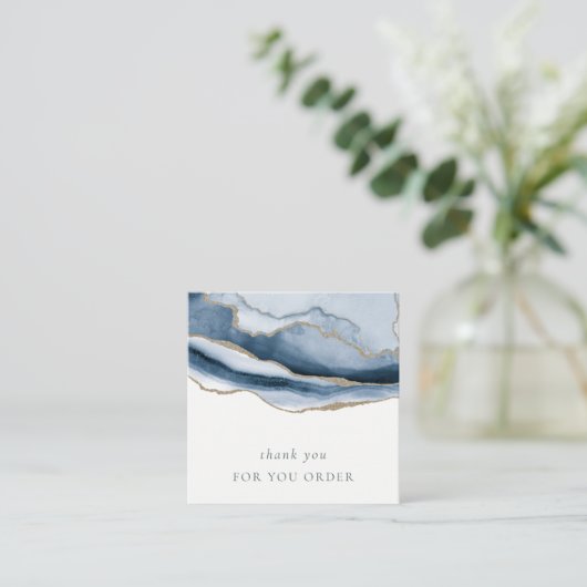 抽象芸術ネイビーブルーAgateご注文ありがとうございます スクエア名刺 (スタンド正面)