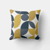 抽象芸術ネイビーマスタード幾何学模様 クッション (裏面)