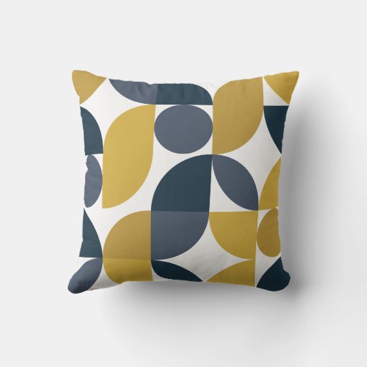 抽象芸術ネイビーマスタード幾何学模様 クッション (裏面)