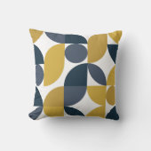 抽象芸術ネイビーマスタード幾何学模様 クッション (正面)
