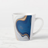 抽象芸術ネイビーマーブルデザイン カフェラテマグ (右)