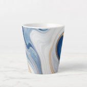 抽象芸術ネイビーマーブルデザイン カフェラテマグ (正面)