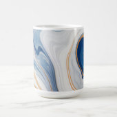 抽象芸術ネイビーマーブルデザイン コーヒーマグカップ (中央)