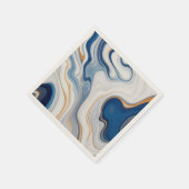 抽象芸術ネイビーマーブルデザイン スタンダードカクテルナプキン (角)