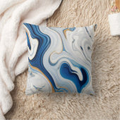 抽象芸術ネイビーマーブル装飾用クッション クッション (ブランケット)