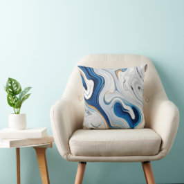 抽象芸術ネイビーマーブル装飾用クッション クッション