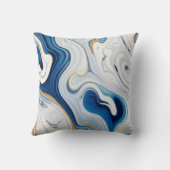 抽象芸術ネイビーマーブル装飾用クッション クッション (裏面)