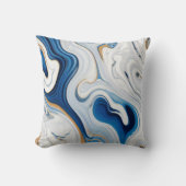 抽象芸術ネイビーマーブル装飾用クッション クッション (正面)