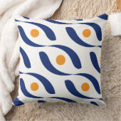 抽象芸術ネイビーモダンブルー、オレンジと白のソファ クッション (ブランケット)