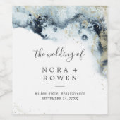 抽象芸術ネイビー水結婚色 ワインラベル (シングルラベル)