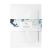 抽象芸術ネイビー水結婚色 招待状ベリーバンド (正面例)