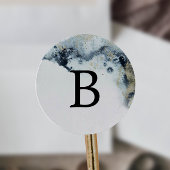 抽象芸術ネイビー結婚モノグラム封筒用シール ラウンドシール