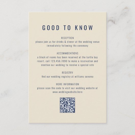 抽象芸術ネイビー絵画ブルーインクのQRコー結婚ド エンクロージャーカード (正面)