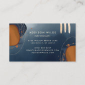 抽象芸術ネイビー銅及び金ゴールド幾何モダン図形 名刺 (裏面)