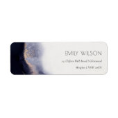 抽象芸術ネイビー黒金ゴールド水彩洗浄アドレス ラベル (正面)