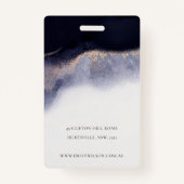 抽象芸術ネイビー黒金ゴールド水色洗写真 バッジ (裏面)