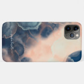 抽象芸術ネイビー、ピンク&ミント水色瑪瑙の名前 Case-Mate iPhoneケース (裏面(横))