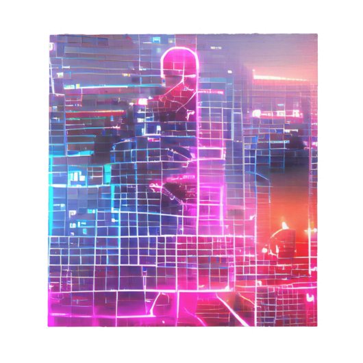 抽象芸術ネオンアートTシャツ ノートパッド (正面)