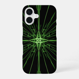 抽象芸術ネオングリーンブラックシンメトリ iPhone 16ケース