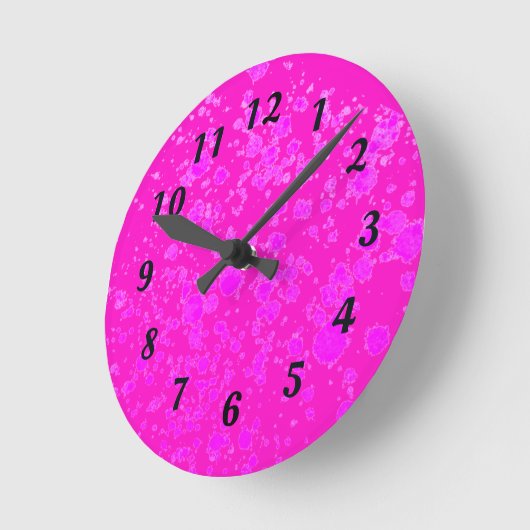 抽象芸術ネオンパープルと黒のレトロ時計 ラウンド壁時計 (傾斜)