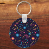 抽象芸術ネオン幾何形状デザイン キーホルダー (裏面)