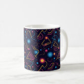 抽象芸術ネオン幾何形状デザイン コーヒーマグカップ (正面右)