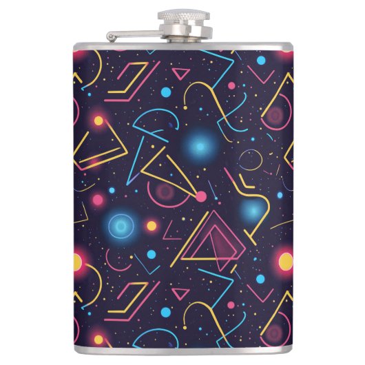 抽象芸術ネオン幾何形状デザイン フラスク (正面)