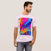 抽象芸術ネオン絵を描ドリップデザイン Tシャツ (正面フル)