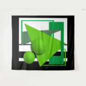 抽象芸術ネオン緑の幾何学形円 タペストリー (正面(横))