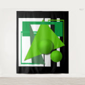 抽象芸術ネオン緑の幾何学形円 タペストリー (正面)