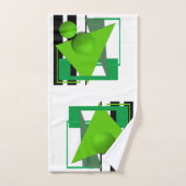 抽象芸術ネオン緑の幾何学形円 バスタオルセット (ハンドタオル)