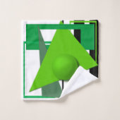 抽象芸術ネオン緑の幾何学形円 バスタオルセット (ウォッシュタオル)