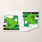 抽象芸術ネオン緑の幾何学形円 バスタオルセット (ハンドタオル)